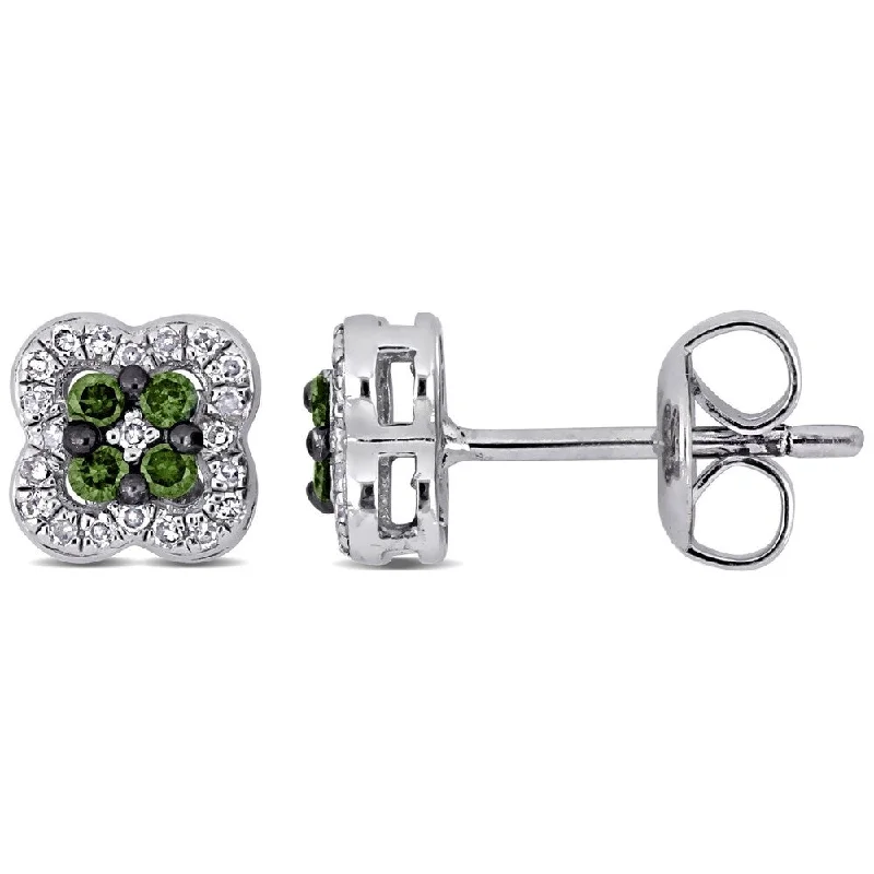 Miadora Sterling Silver with Black Rhodium Plating 1/5ct TDW Diamond Clover Stud Earrings