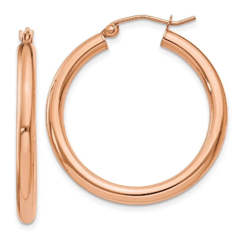 Curata 14k Rose Gold Polished 28x3mm Round Hoop Earrings