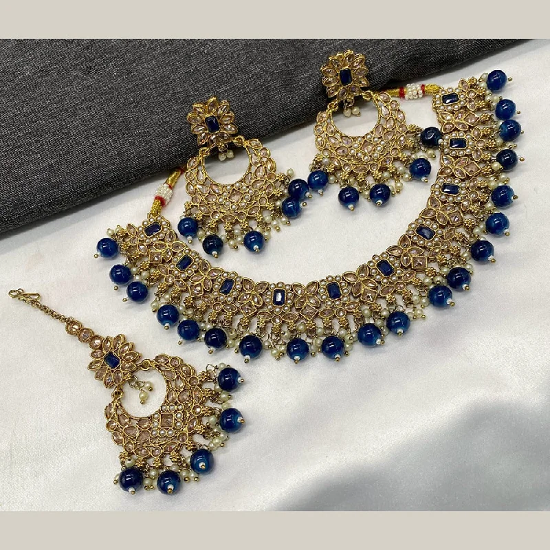 Amoliya Jewels Gold Plated Crystal Stone  Necklace Set