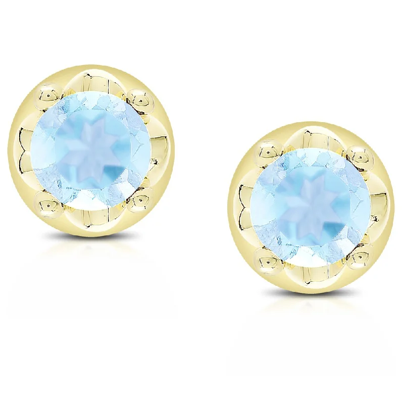 Dolce Giavonna Gold over Silver Gemstone Round Stud Earrings