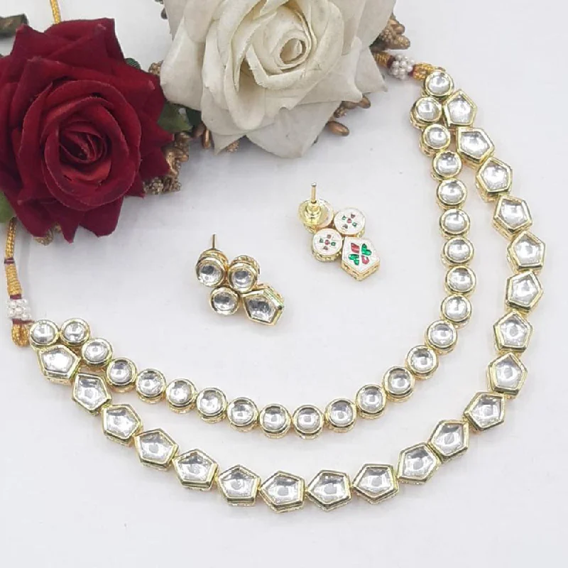 SNERA Gold Plated Kundan Stone Necklace Set