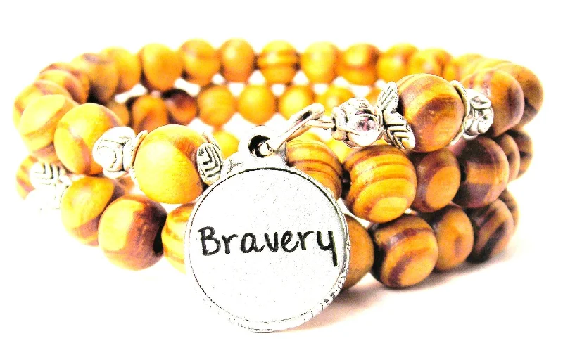 Bravery Circle Natural Wood Wrap Bracelet