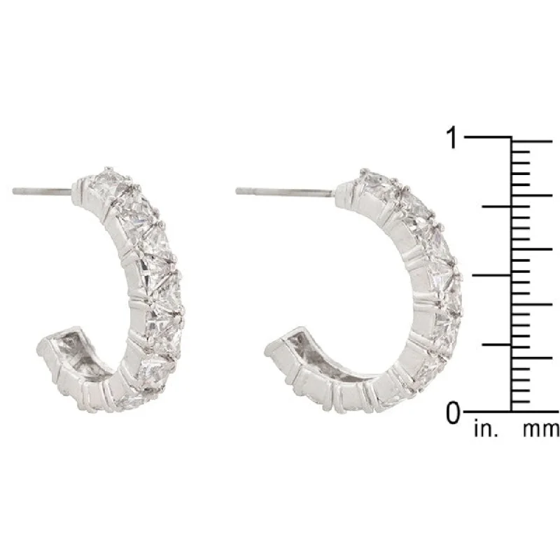 Trillion Cut Cubic Zirconia Hoop Earrings - 20.8 (mm) X 4.7 (mm) X 3.2 (mm)