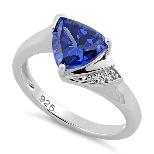 Sterling Silver Trillion Tanzanite-tone CZ Ring