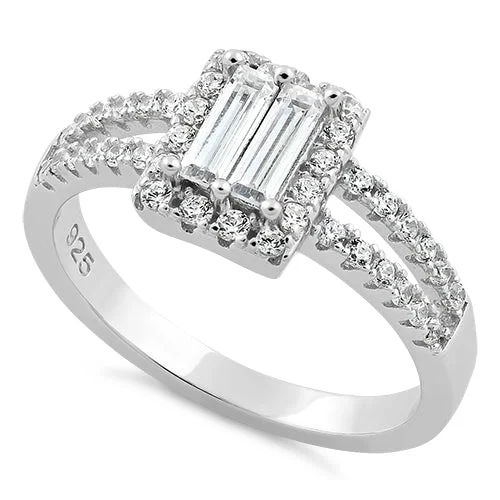 Sterling Silver Baguette CZ Ring