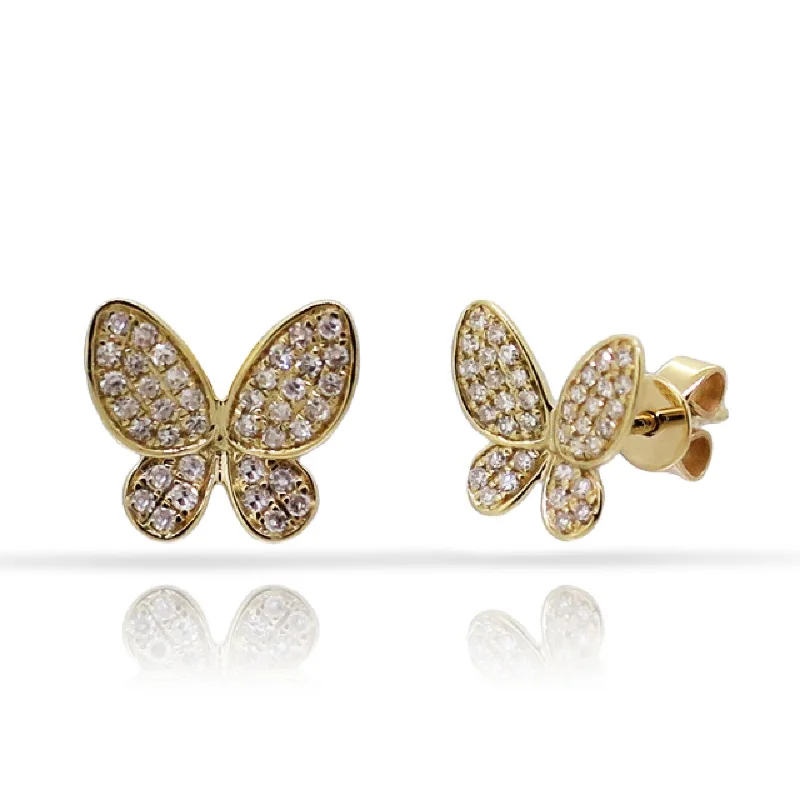 Joelle Diamond Butterfly Studs Earrings 14K Yellow Gold 1/5 ct