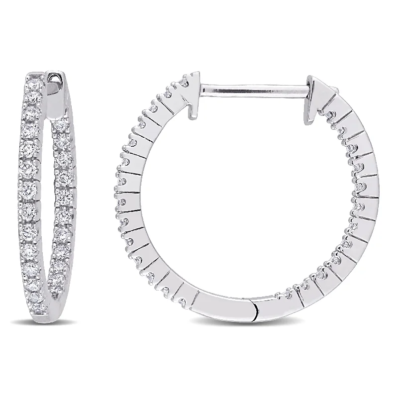 Miadora 3/4ct TDW Diamond Inside Outside Hoop Earrings in 10k White Gold