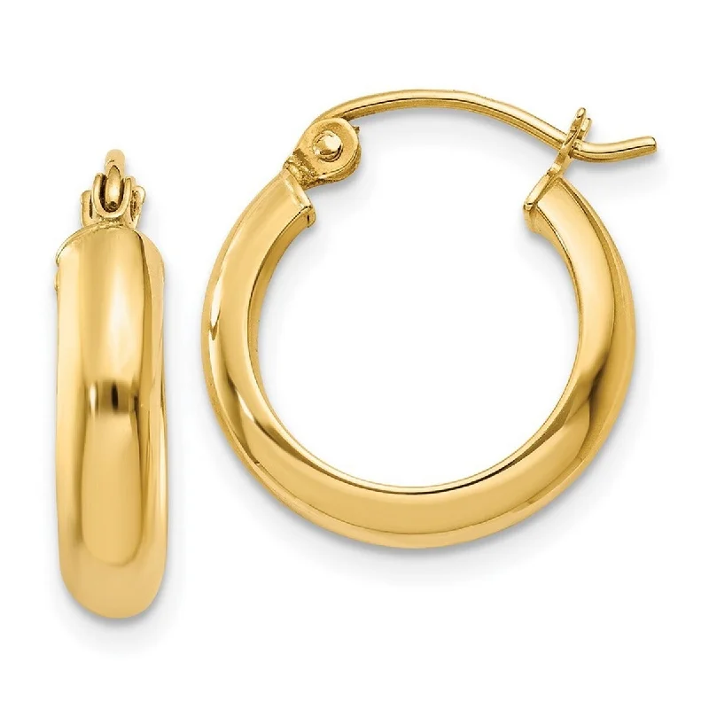 Curata 14k Yellow Gold Polished Round Tube Hoop Earrings - 16x16mm