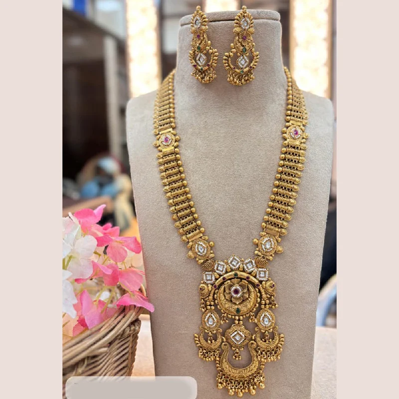 Jewel Addiction Copper Gold Pota Stone Long Necklace Set