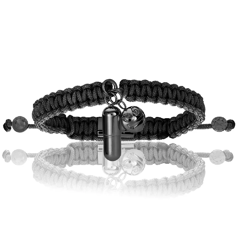 Pill Emoji Black Polyester With Black PVD Bracelet