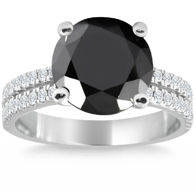 VS 5.79Ct TW Black & White Diamond Ring Lab Grown White Gold