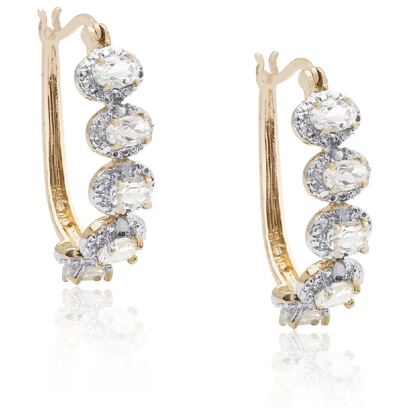 Dolce Giavonna Gold Over Sterling Silver White Topaz Diamond Accent Hoop Earrings