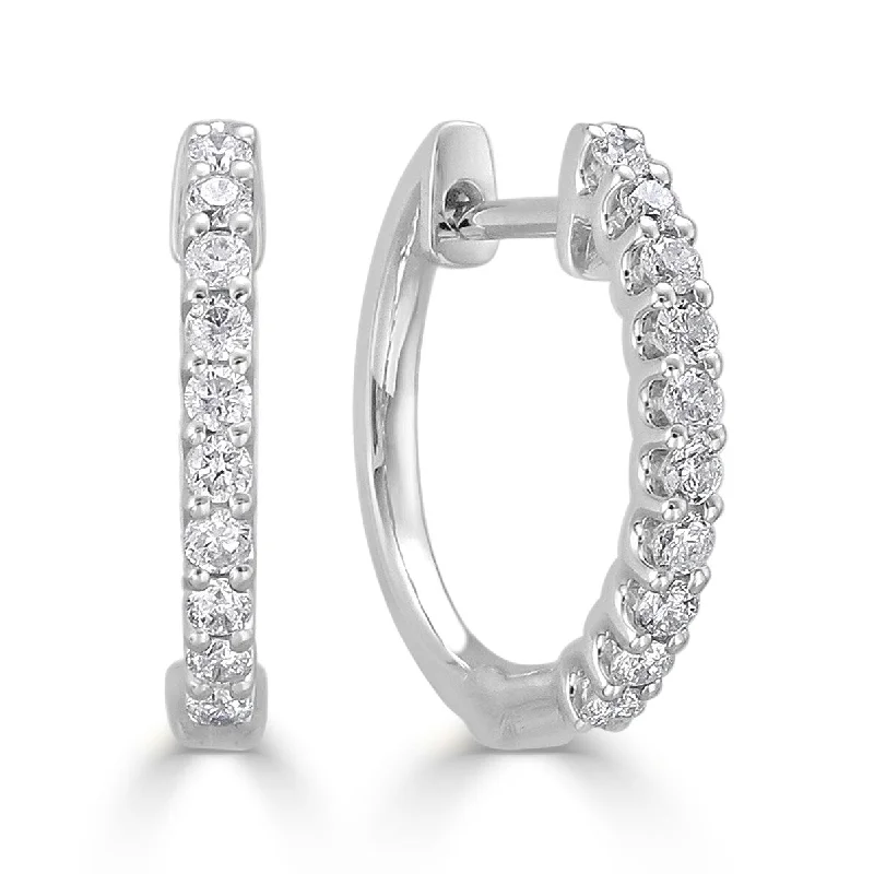 Joelle Diamond Round Hoop Earrings 14K White Gold 1/4ct TDW