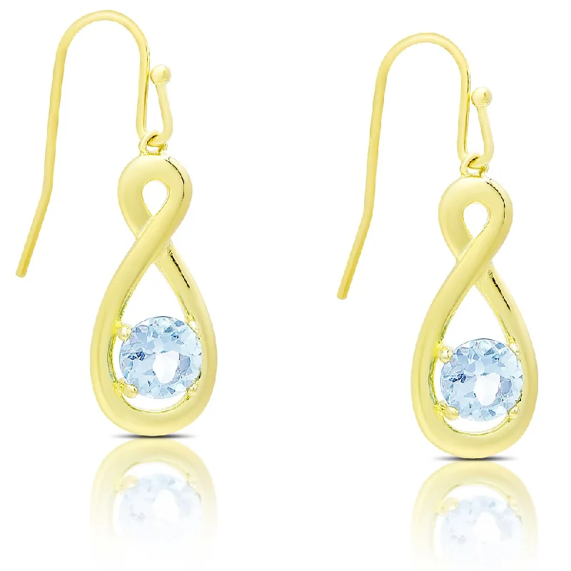 Dolce Giavonna Gold Over Sterling Silver Blue Topaz Infinity Design Earrings