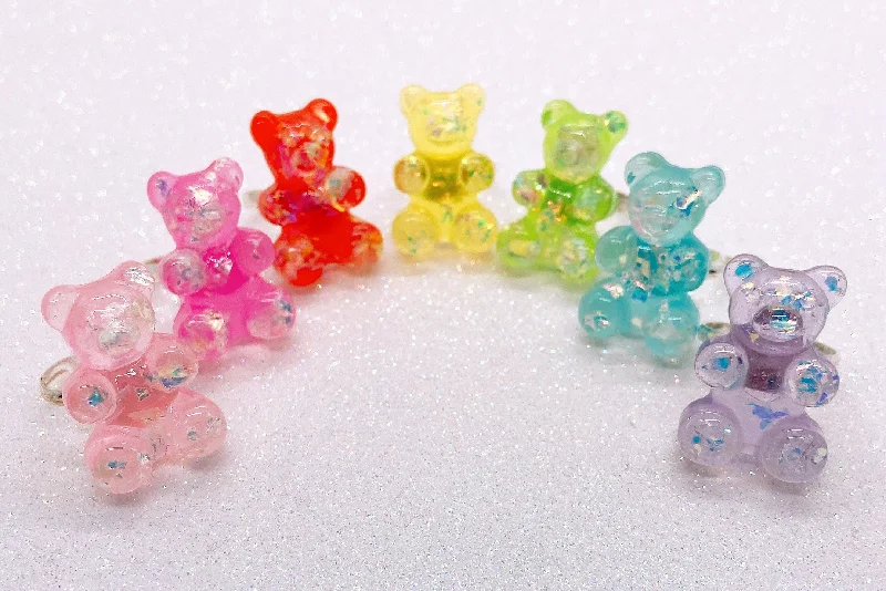 Instant Shipping! Glitter Gummi Bear Ring (7 Colors)