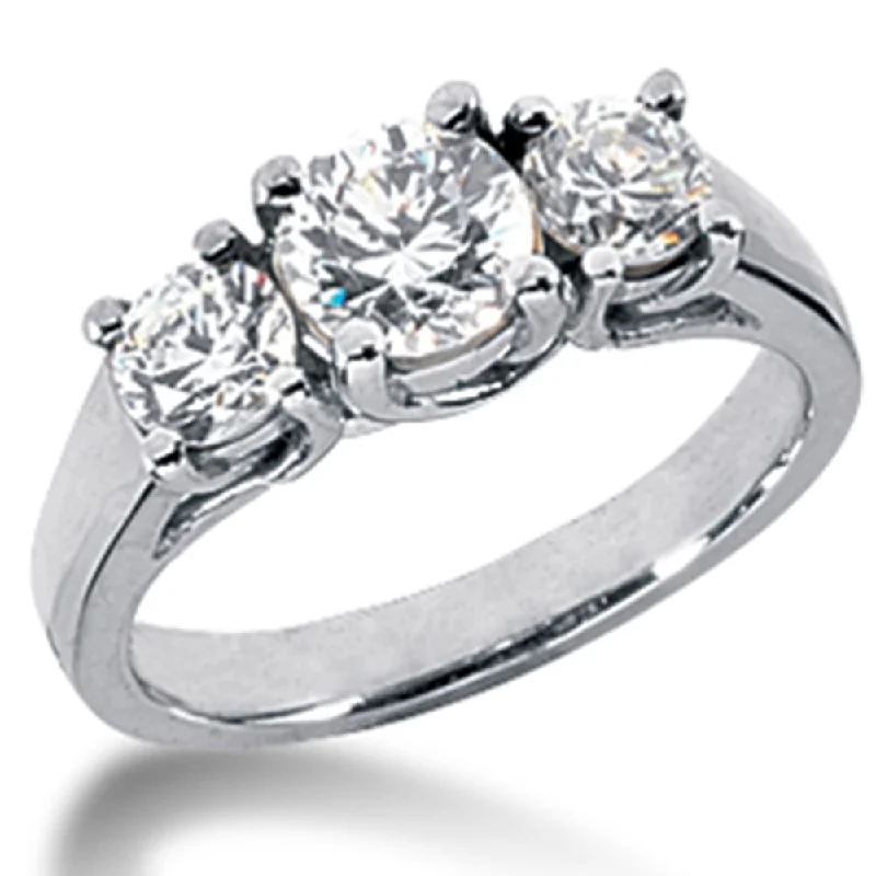 1 3/8ct Three Stone Diamond Ring White Gold