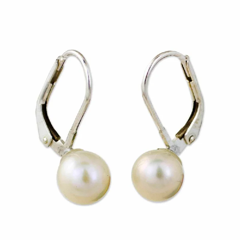 Sterling Silver 'Pure Lily' Cultured Pearl Earrings