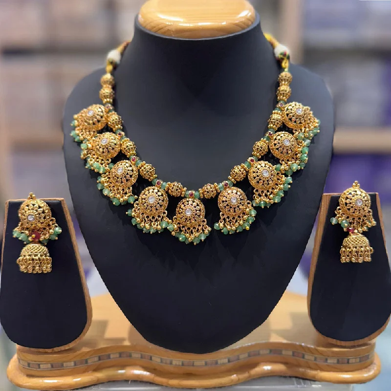 JCM Gold Plated Pota Stone And Beads Necklace Set