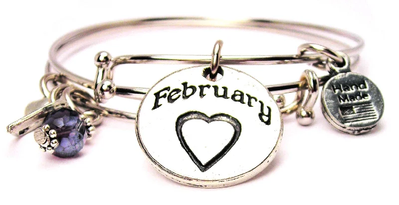 February Circle Expandable Bangle Bracelet Set