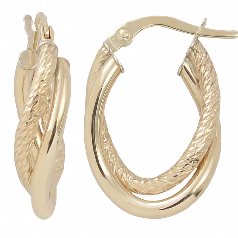 Fremada 10k Yellow Gold High Polish and Diamond-cut Overlapping Hoop Earrings