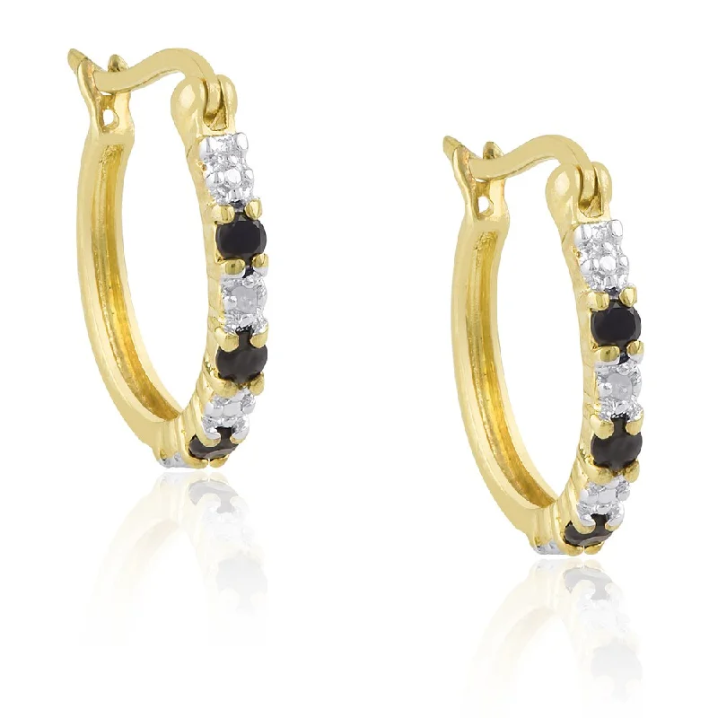 Dolce Giavonna Gold Over Sterling Silver Sapphire Diamond Accent Hoop Earrings