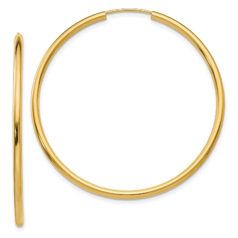 Curata 14k Yellow Gold 2x41mm Polished Endless Hoop Earrings