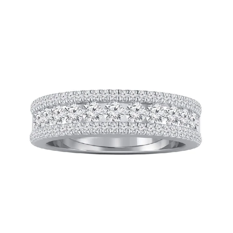 Auriya 4/5ctw Beveled Pave Diamond Ring 14K Gold