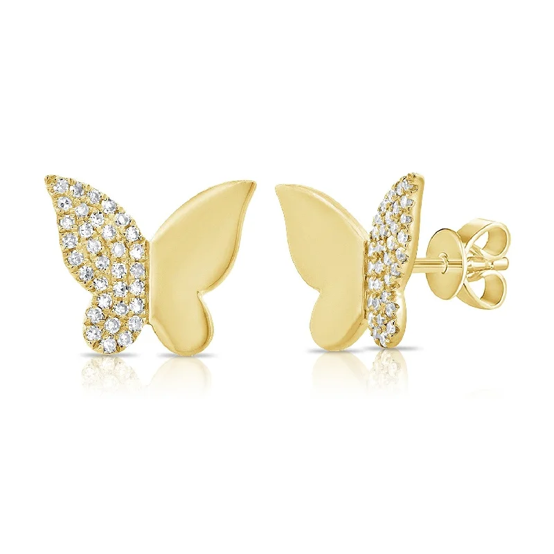 Joelle Diamond Butterfly Stud Earrings 14K Yellow Gold 0.17 ct