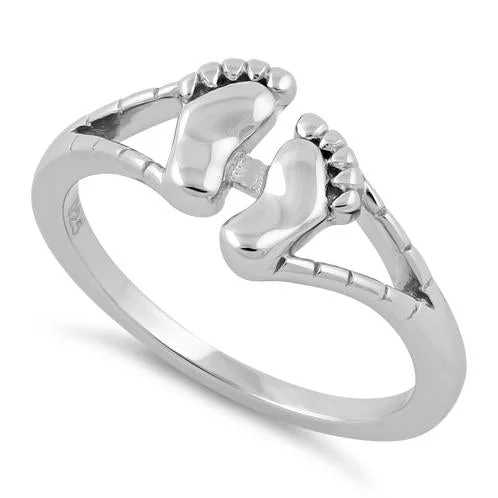 Sterling Silver Baby Feet Ring