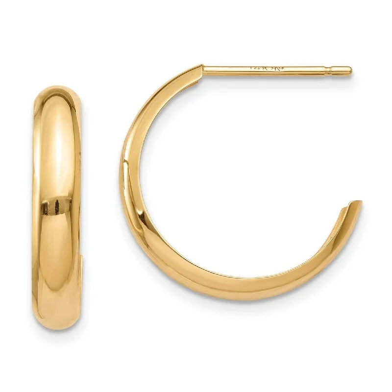 Curata 14k Yellow Gold Polished 3.5x17mm J-Hoop Earrings