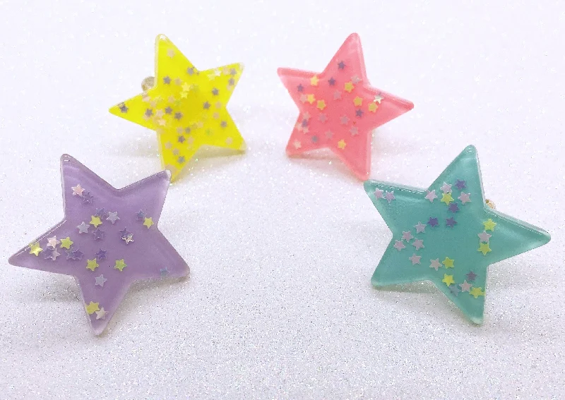 Instant Shipping! Glitter Star Ring (4 Colors)