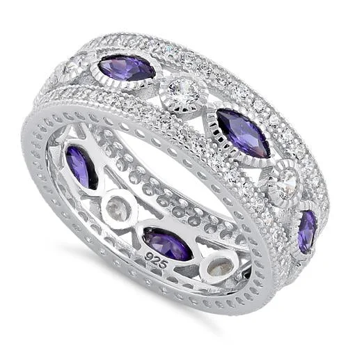 Sterling Silver Purple CZ Eternity Ring