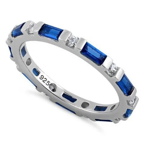 Sterling Silver Blue CZ Eternity Ring