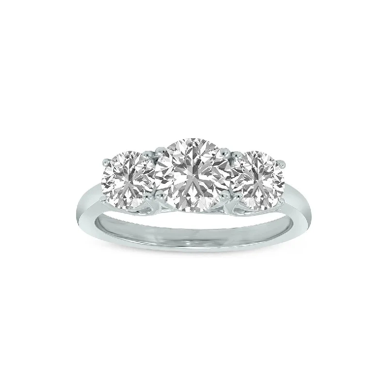 Marquee 1.50 Carat TW Three Stone Lab Grown Diamond Ring in 14K White Gold