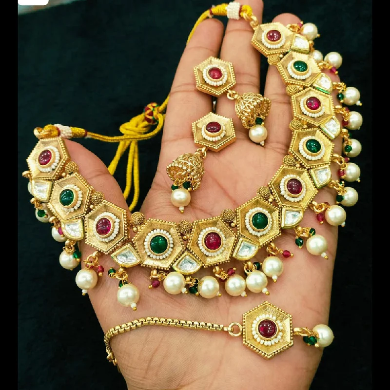 Everlasting Quality Jewels Gold Plated Polki Kundan Necklace Set