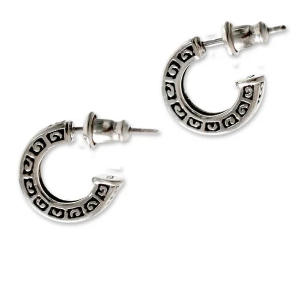 NOVICA Handmade Sterling Silver 'Artistry' Half Hoop Earrings (Indonesia)