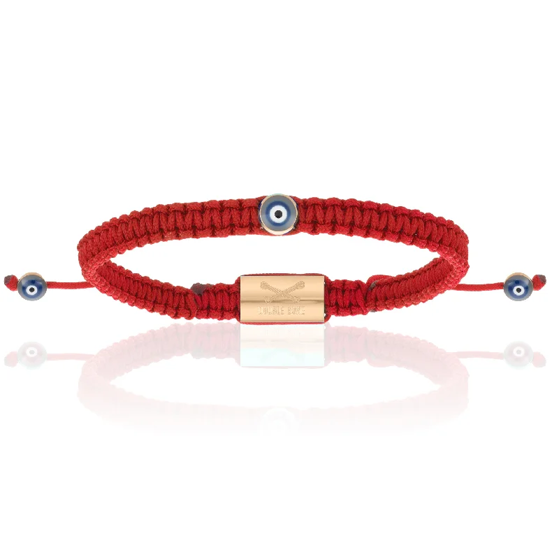 Mini Evil Eye Red Polyester With 18K Pink Gold Bracelet