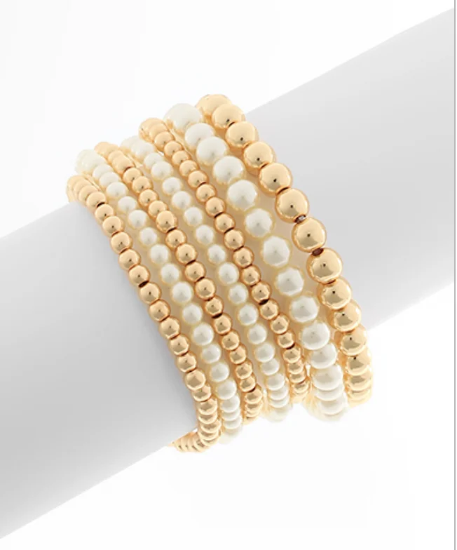 Alyssa Pearl Gold Bracelets Set