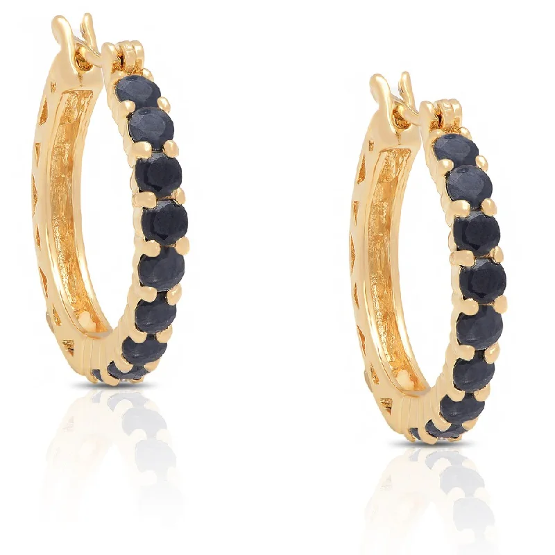 Dolce Giavonna Gold Over Sterling Silver Gemstone Hoop Earrings in Gift Box