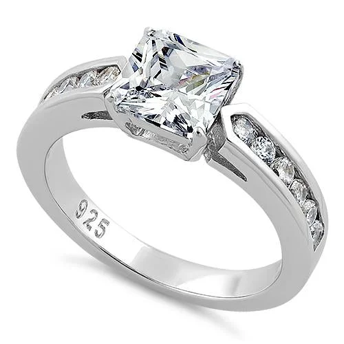 Sterling Silver 2 ct. Princess-Cut CZ Ring