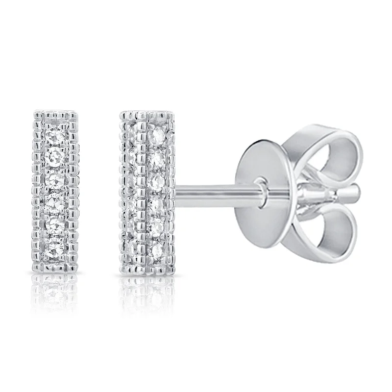 Joelle Diamond Bar Stud Earring 14K White Gold Earrings