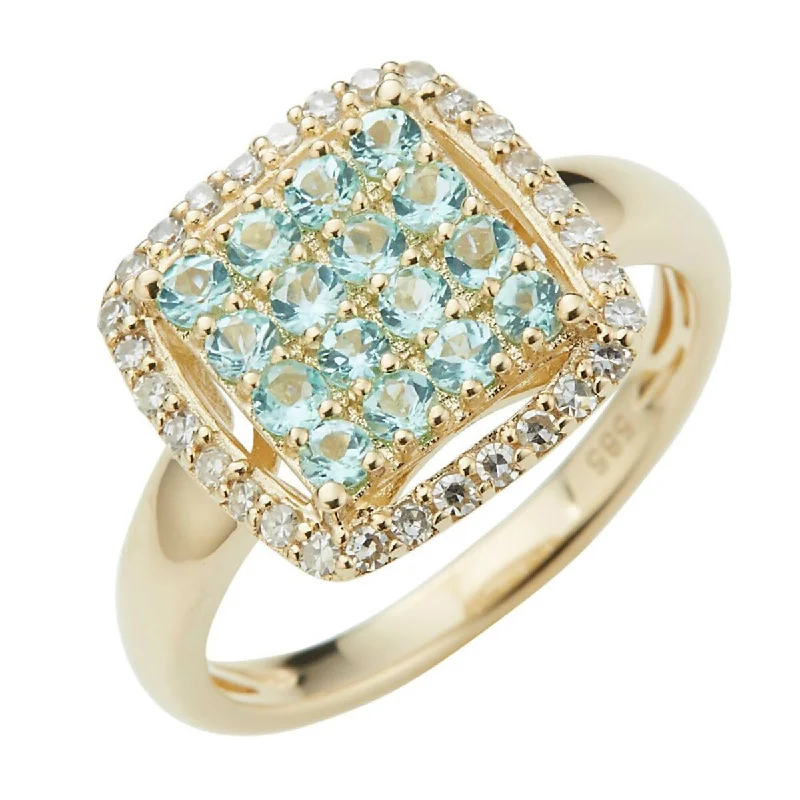 14K Gold Paraiba Tourmaline and Diamond Ring