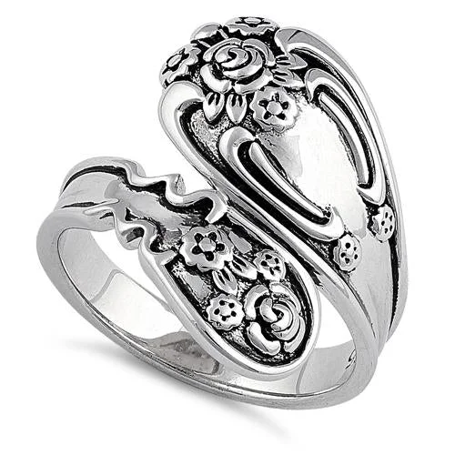 Sterling Silver Flower Spoon Ring