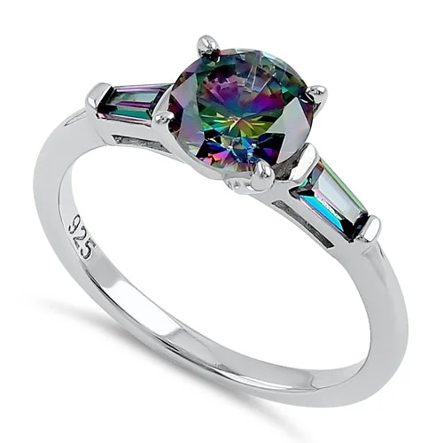 Sterling Silver Rainbow CZ Ring