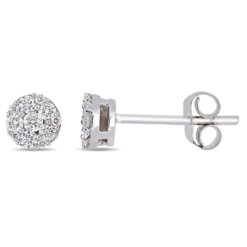 Miadora 10k White Gold 1/4ct TDW Diamond Cluster Stud Earrings