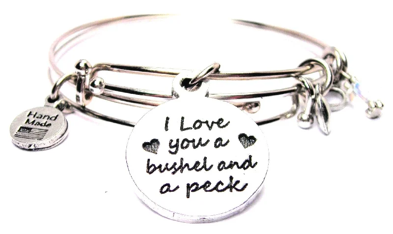 I Love You A Bushel And A Peck Expandable Bangle Bracelet Set