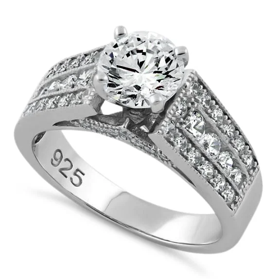 Sterling Silver 1.30 ct. CZ Engagement Ring