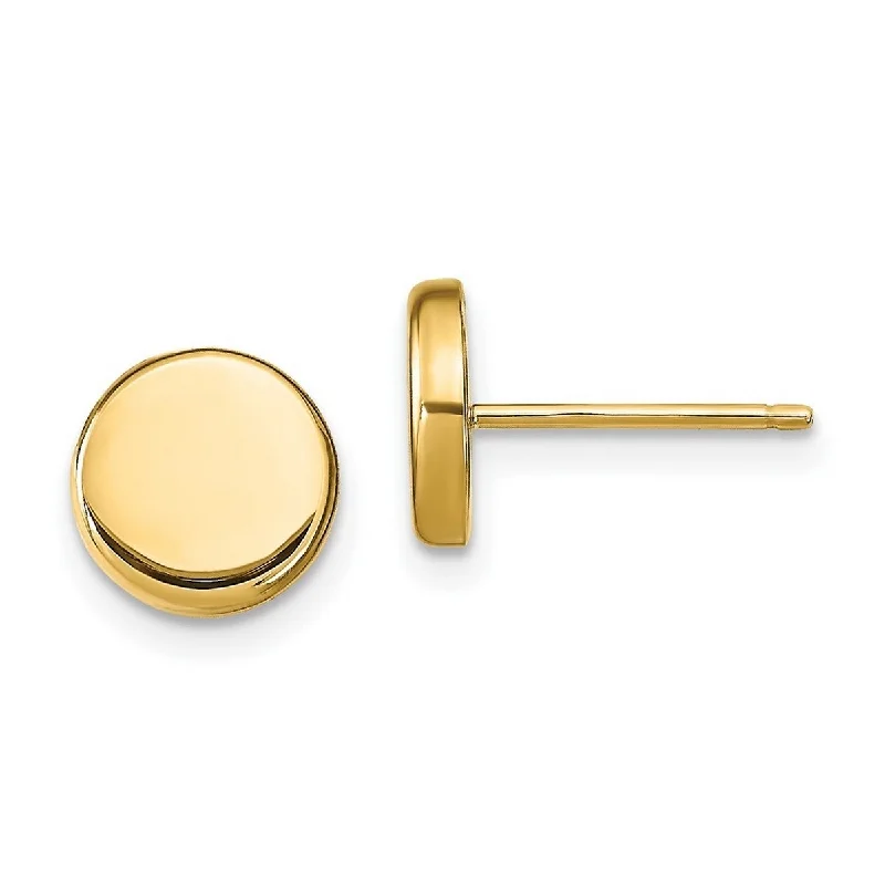 Curata 14k Yellow Gold 6.6mm Polished Button Post Earrings