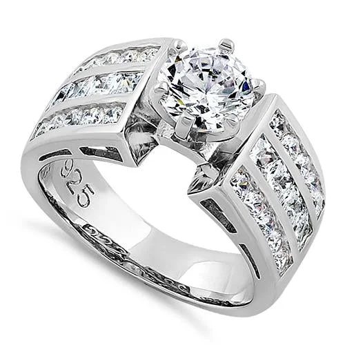 Sterling Silver 1.30 Carat CZ Engagement Ring