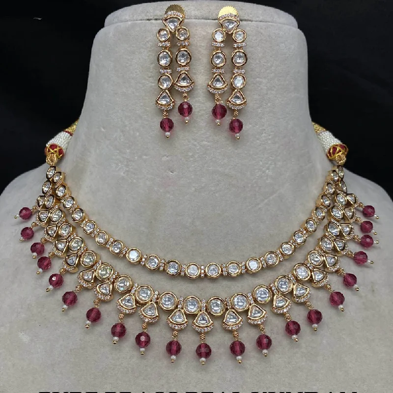 Amoliya Jewels Gold Plated Polki Kundan Necklace Set